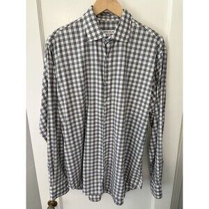 Peter Millar Jackson Crown Lite Button Shirt Men Large Plaid Cotton Stretch Top